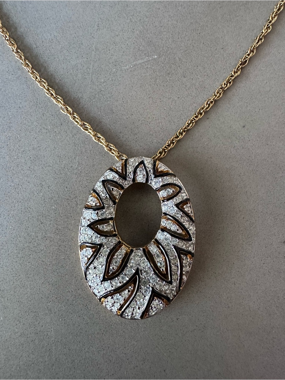 Swarovski Gold-Tone Oval Pavé Crystal Pendant Necklace - Women's Jewelry